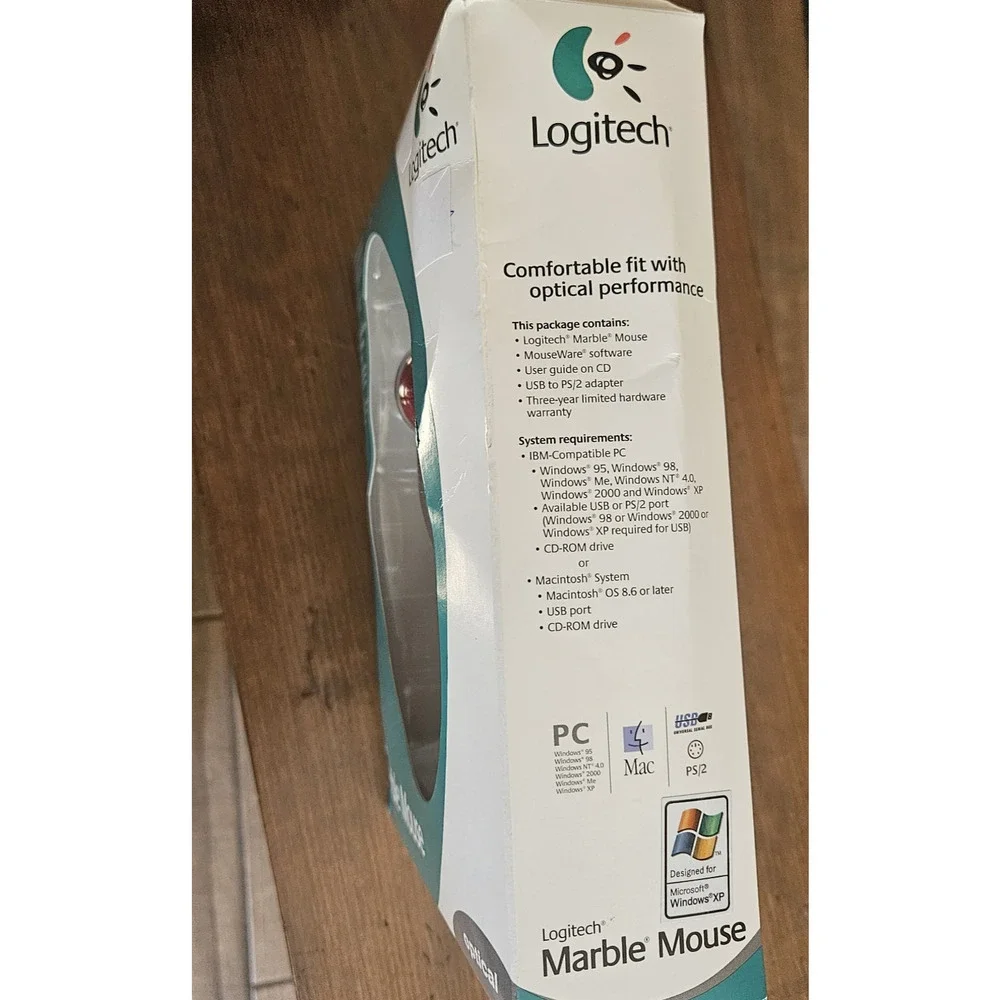 Logitech Marble Mouse Optical Trackball 904360-0403 New In open Box